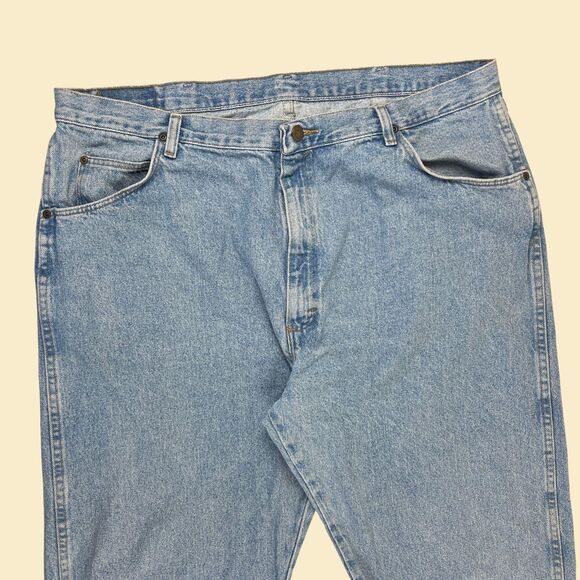 90s Wrangler 42x32 jeans, vintage mens lightwash straight leg denim pants - Picture 7 of 8